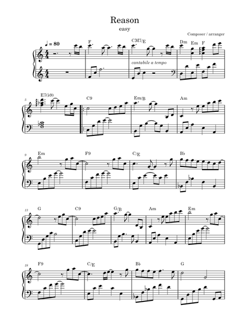 Reason – Yiruma easy