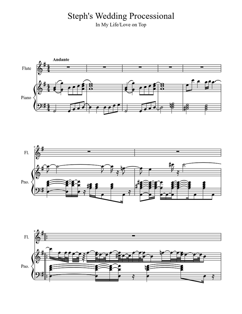 In My Life (Wedding Processional) Sheet music for Piano, Flute (Solo