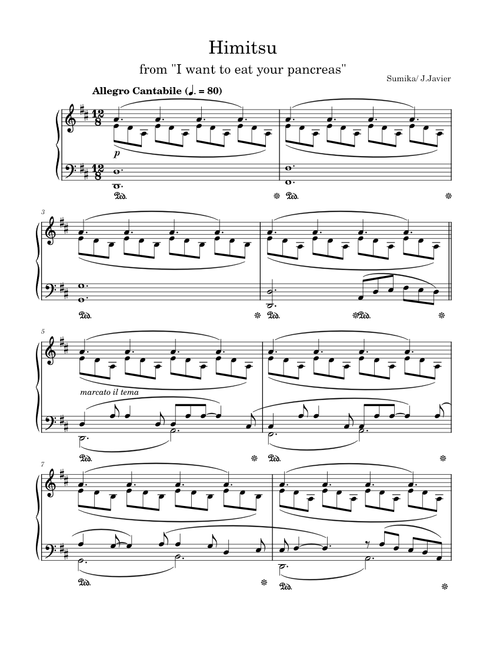 Himitsu – sumika Himitsu – Sumika from I want to eat your pancreas "Kimi no Suizou wo Tabetai (Arranged by J.Javier)