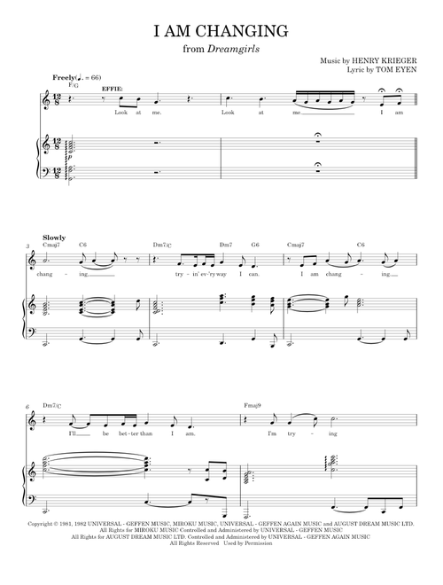 I Am Changing - Tom Eyen (Piano Vocal)