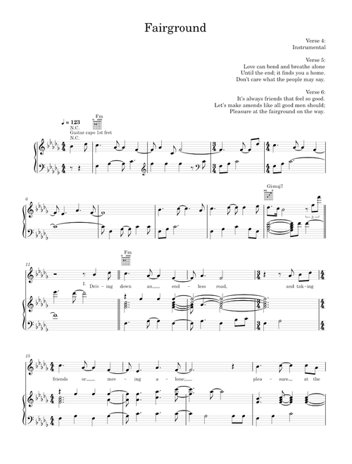 Fairground - Simply Red (Piano-Voice-Guitar)