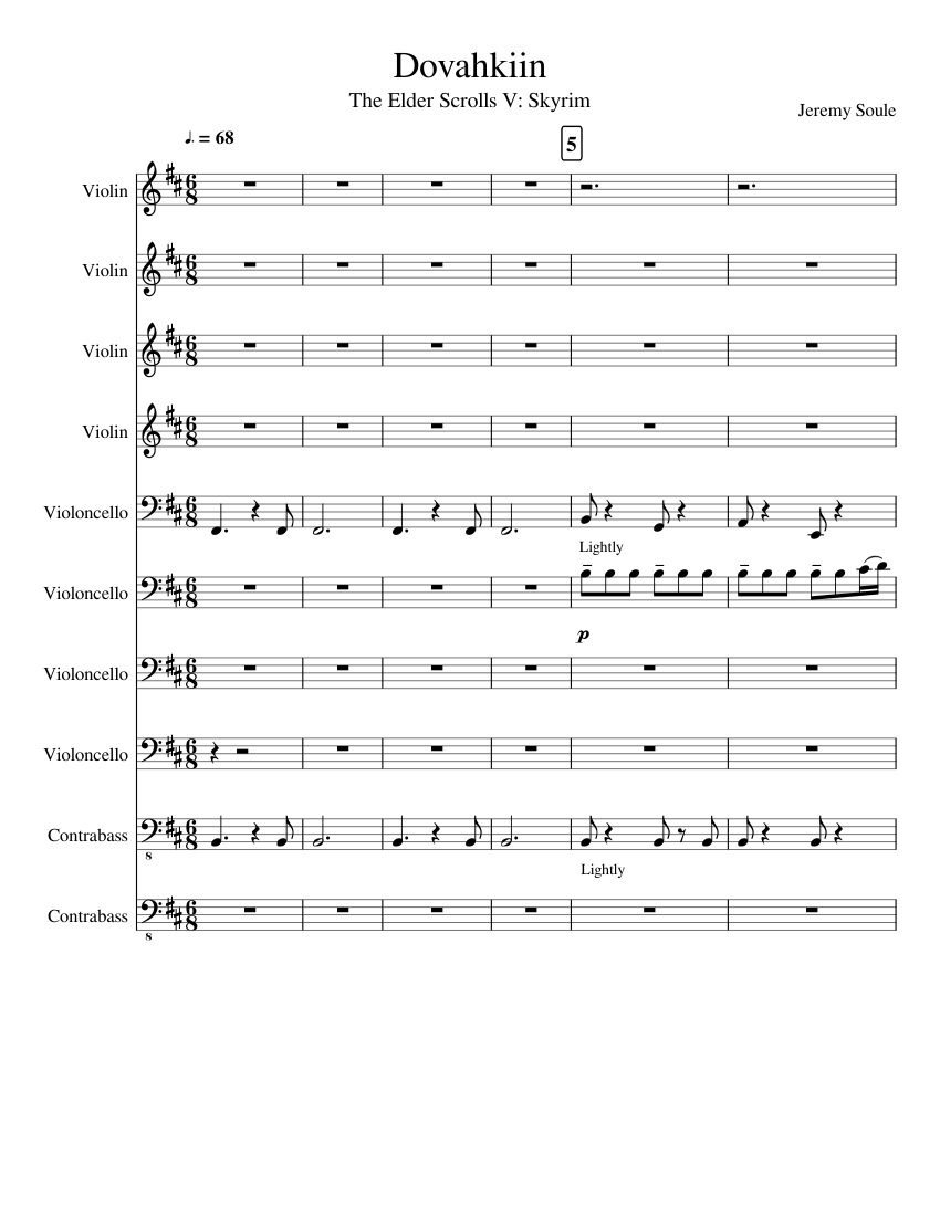 Armstrong Donau Lover og forskrifter Dovahkiin Sheet music for Contrabass, Violin, Cello (String Ensemble) |  Musescore.com