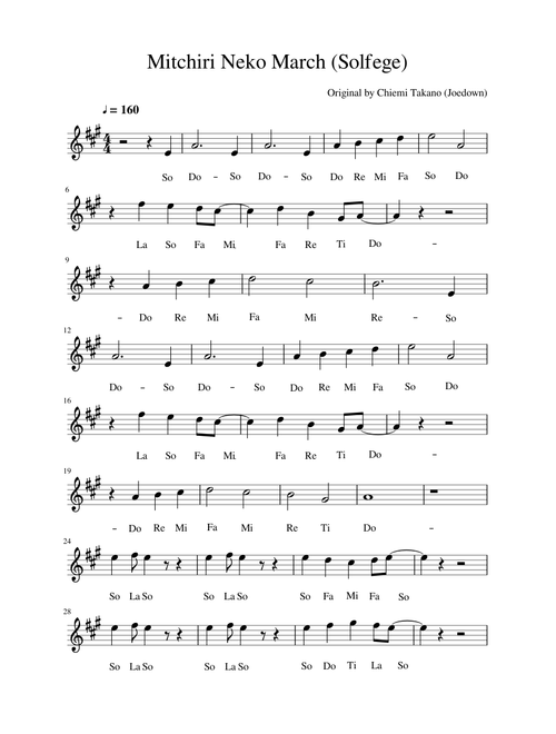 Mitchiri Neko March (Solfege)