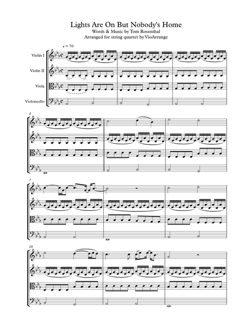 Lights Are On But Nobody's Home (Arr. VioArrange) - Tom Rosenthal (String Quartet)