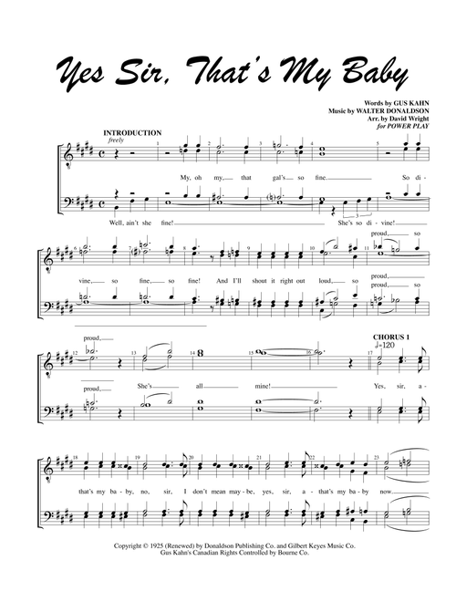 Yes Sir, That's My Baby (Arr. David Wright) - Walter Donaldson (Choral, TTBB)