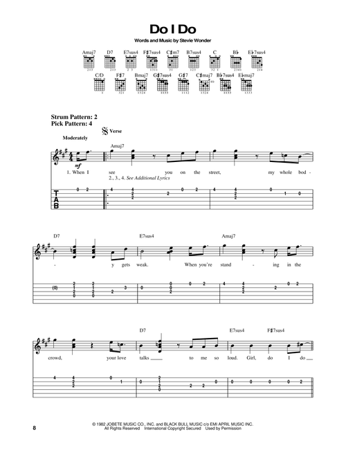 Do I Do - Stevie Wonder (Easy Guitar with TAB)