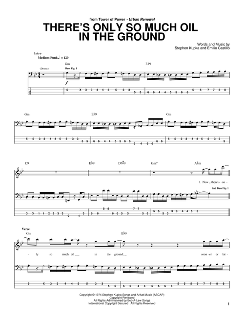 There's Only So Much Oil In The Ground - Tower Of Power, Rocco Prestia (Bass Tab)