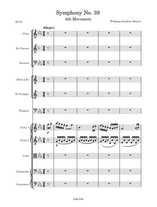 Symphony No. 39 in E-flat Major, K.543, 4th Movement (Allegro) – Wolfgang Amadeus Mozart