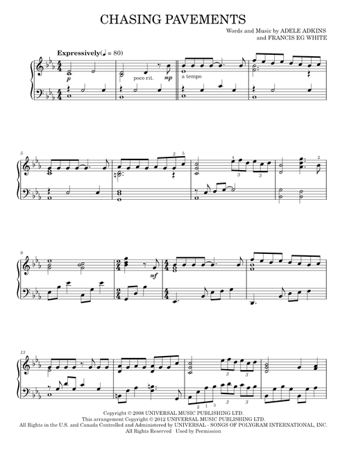 Chasing pavements - Adele (Piano Solo)