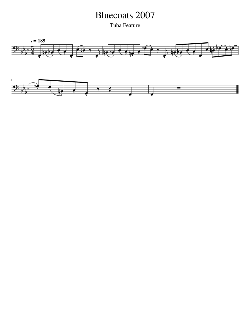 Bluecoats 2007 Sheet Music for Tuba (Solo) | MuseScore.com