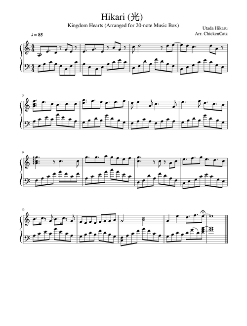 Kingdom Hearts - Simple and Clean (Arranged for 20-note Music Box)