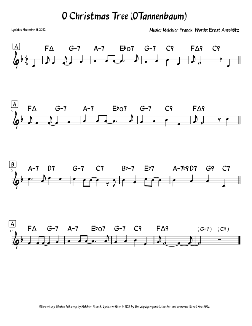 O Christmas Tree (O Tannenbaum) Melchior Franck, Ernst Anschütz/Vince