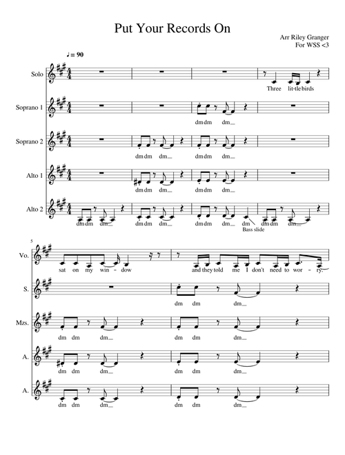 Put Your Records On (SSAA A Cappella)