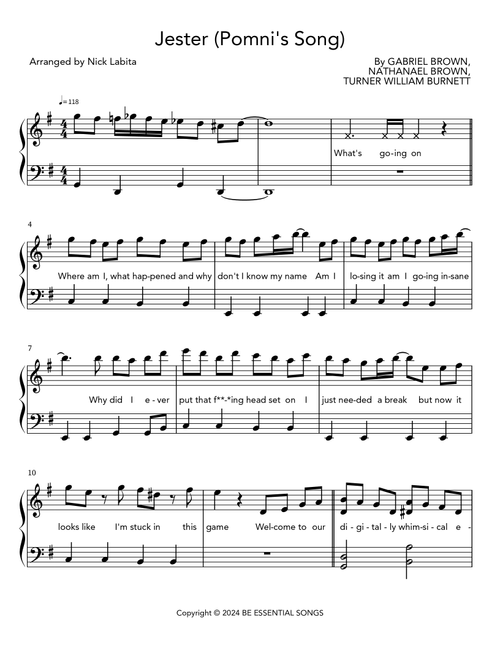 Jester (Pomni's Song) (Arr. Nick Labita) - Black Gryph0n / Lizzie Freeman (Instrumental Solo)