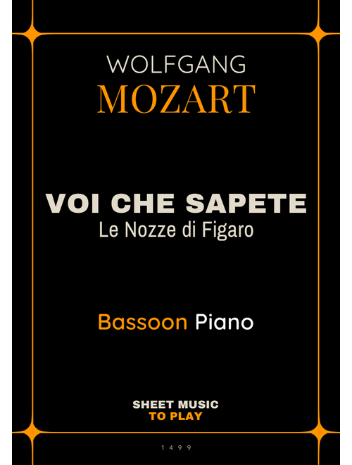 Voi Che Sapete from Le Nozze di Figaro - Bassoon and Piano (Full Score and Parts) (Arr. César Madeira) - Wolfgang Amadeus Mozart (Bassoon and Piano)