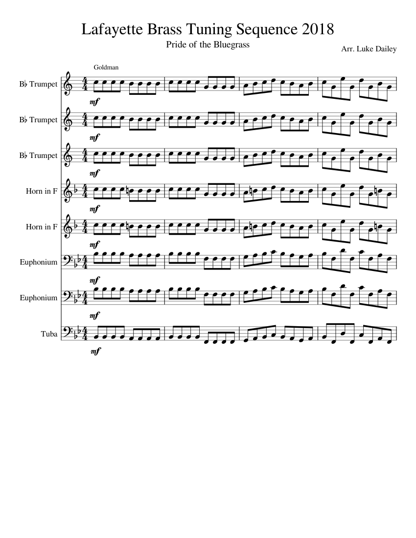 Lafayette Brass 2018 Sheet music for Euphonium Tuba Trumpet in b flat French horn Brass Ensemble Musescore