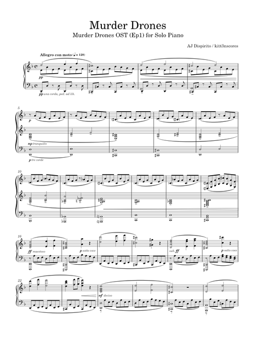 Murder Drones — AJ DiSpirito | Murder Drones, Arr. For Solo Piano