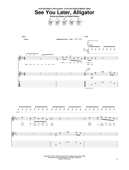See You Later, Alligator - Bill Haley & His Comets (Guitar Tab)