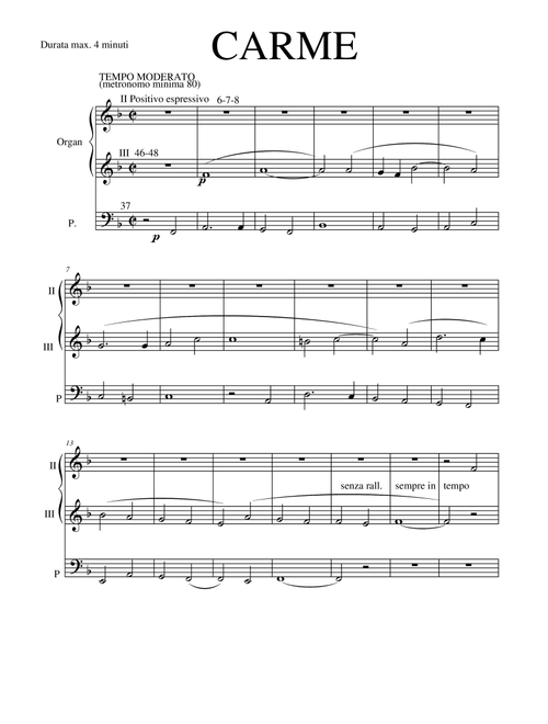 Helios D'Andrea CARME for organ (Organ)