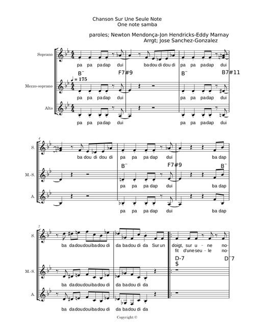 Samba de uma nota so – Antônio Carlos Jobim 2023 Chorale Venterol Samba de uma nota so 1