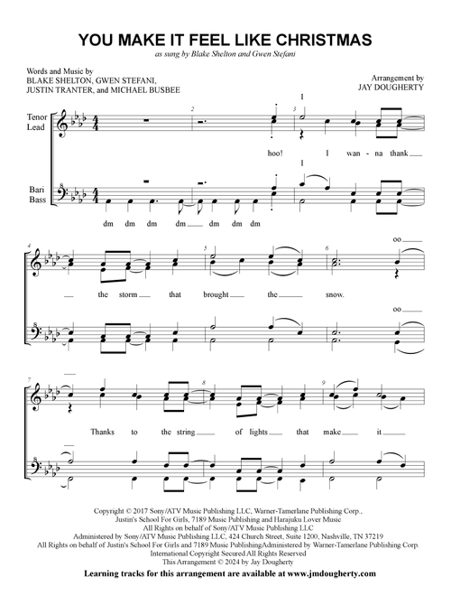 You Make It Feel Like Christmas (Arr. Jay Dougherty) - Gwen Stefani Featuring Blake Shelton (Choral, SSAA)