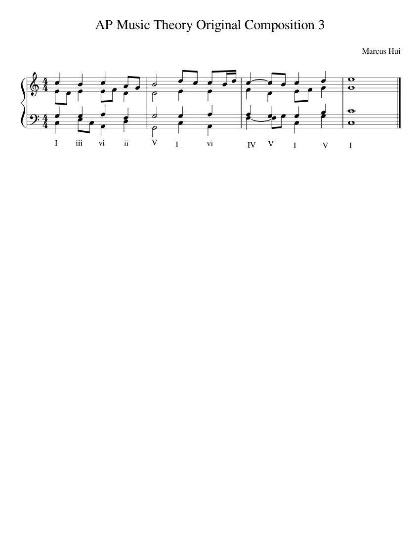 AP Music Theory Original Composition 3 Sheet music for Piano (Solo ...