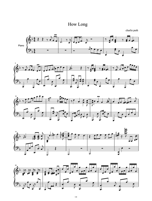 How Long (Arr. Charlie Puth) (Piano Solo)