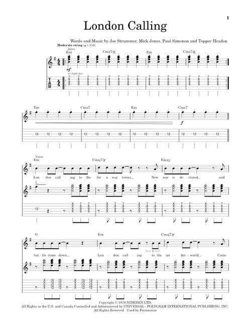 London Calling - The Clash (School of Rock - Guitar Tab)