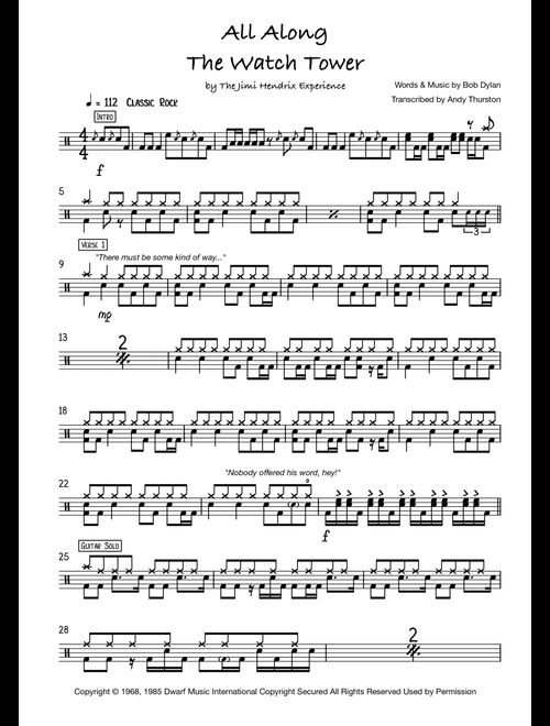 All Along The Watchtower (Arr. Andy Thurston) - The Jimi Hendrix Experience (Drums)