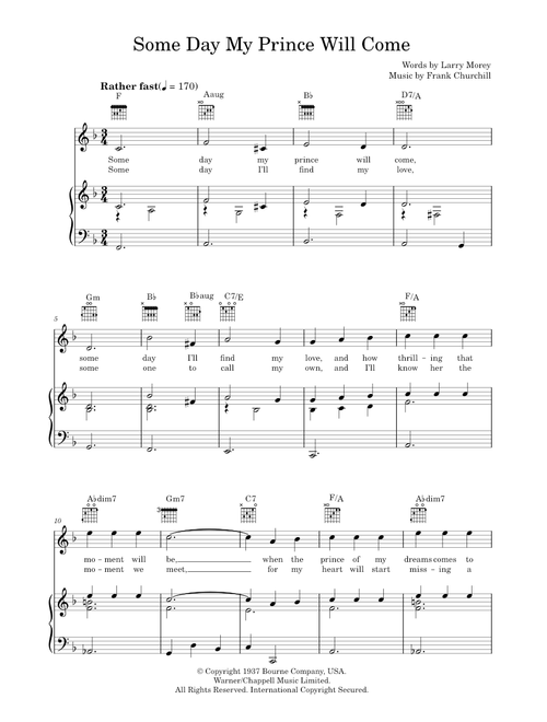 Some day my prince will come - Adriana Caselotti (Piano-Vocal-Guitar (Piano Accompaniment))