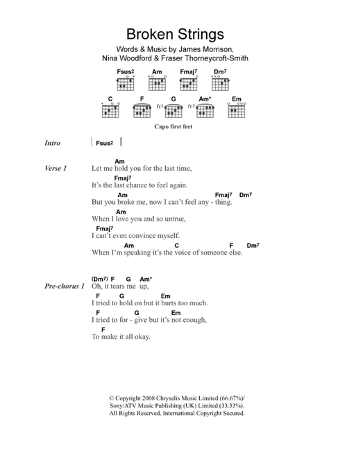 Broken Strings - James Morrison (Guitar Chords-Lyrics)