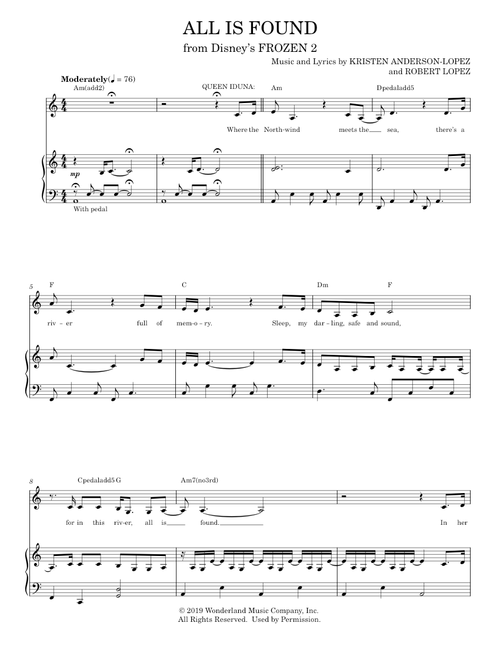 All Is Found (from Disney's Frozen 2) - Evan Rachel Wood (Piano Vocal)