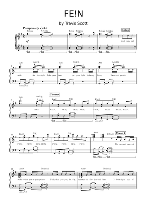 Play Official version of FE!N Sheet Music by Travis Scott | MuseScore.com