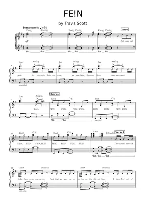 Fe Music Script Play Official version of FE!N Sheet Music by Travis Scott | MuseScore.com