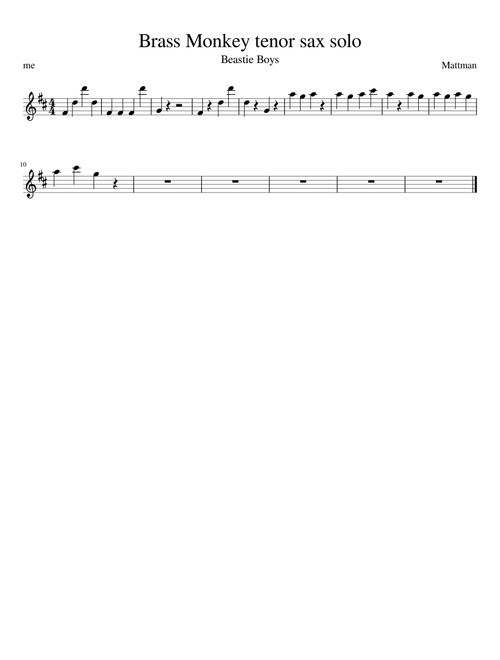 Brass Monkey tenor sax solo