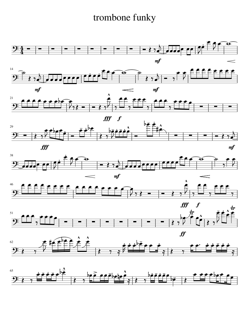 trombone funky Sheet music for Trombone tenor (Solo) | Musescore.com