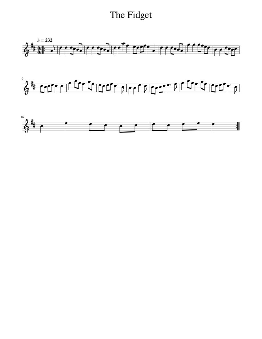 The Fidget Sheet music for Piano (Solo) | Musescore.com