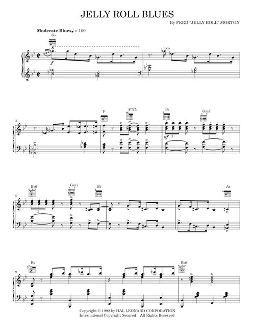 Original Jelly Roll Blues - Jelly Roll Morton (Piano-Vocal-Guitar)