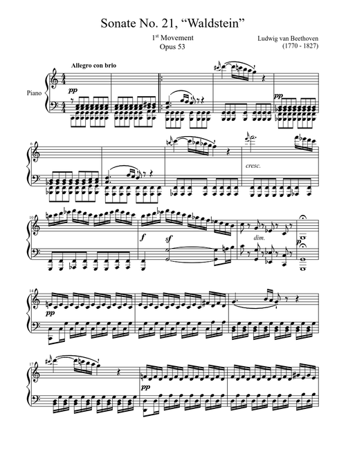 Sonate No. 21, “Waldstein” 1st Movement