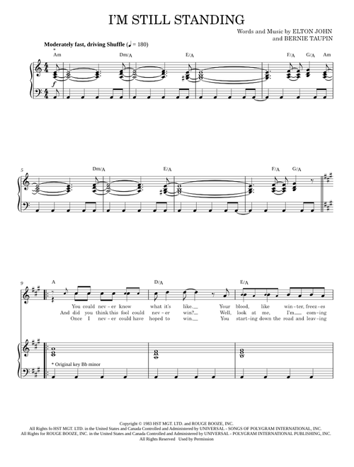 I'm Still Standing - Elton John (Piano Vocal)