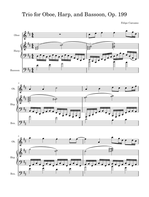Trio for Oboe, Harp, and Bassoon, Op. 199 by Felipe Carcamo