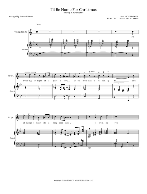 I'll Be Home For Christmas (Arr. Brooks Holmes) - Aaron Lindsey, Traditional, Kenny Lattimore (Piano Vocal)