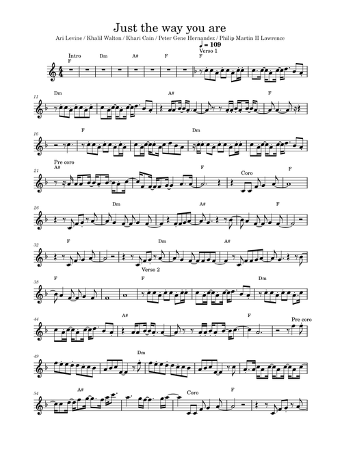Just the way you are – Bruno Mars AndreaCastillo Chart Just the way you are
