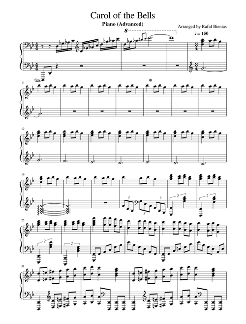 Carol of the Bells - Piano ( Advanced )