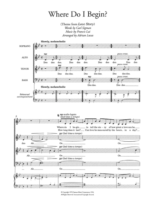 Where Do I Begin (theme from Love Story) (arr. Adrian Lucas) - Francis Lai (Choral)