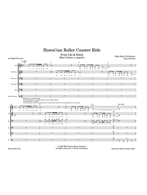 Hawaiian Roller Coaster Ride (Arr. Mark R Lewis) - Alan Silvestri, Mark Keali'i Ho'omalu (Choral, TTBB)