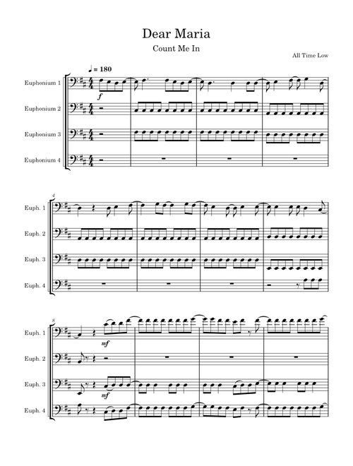 Dear Maria Count Me In - Euphonium Quartet