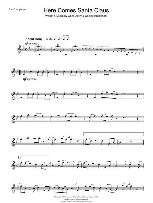 Here Comes Santa Claus (Right Down Santa Claus Lane) - Gene Autry (Alto Sax Solo)