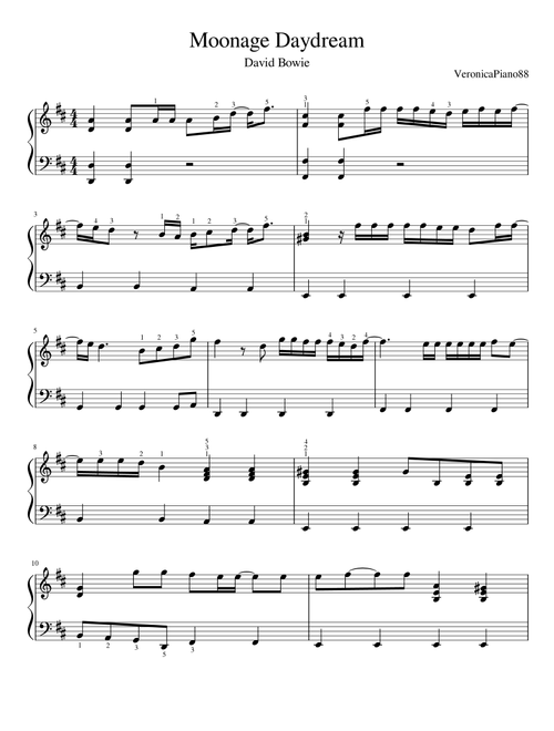 Moonage Daydream (Arr. VeronicaPiano88) - David Bowie (Piano Solo)