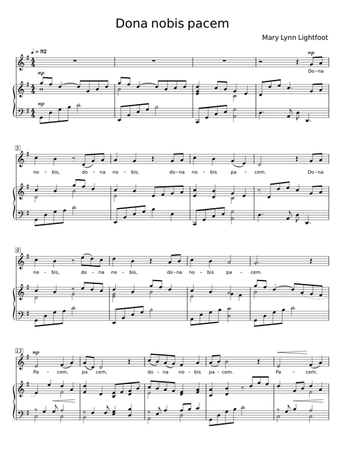Dona Nobis Pacem - Mary Lynn Lightfoot